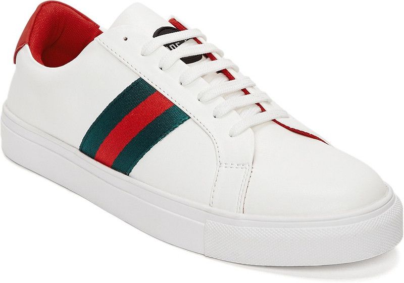 White Sneakers For Men  (Red, White, Green)