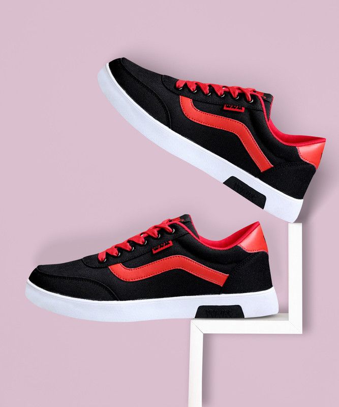STYLISH MENS BLACK TRENDY SNEAKER FOR MENS Casuals For Men  (Black, Red)
