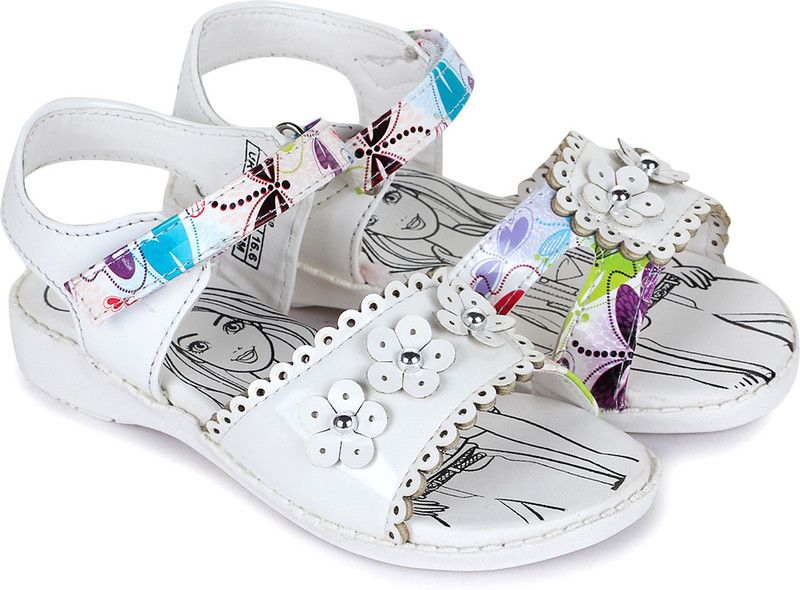 Velcro Sports Sandals For Girls  (White)