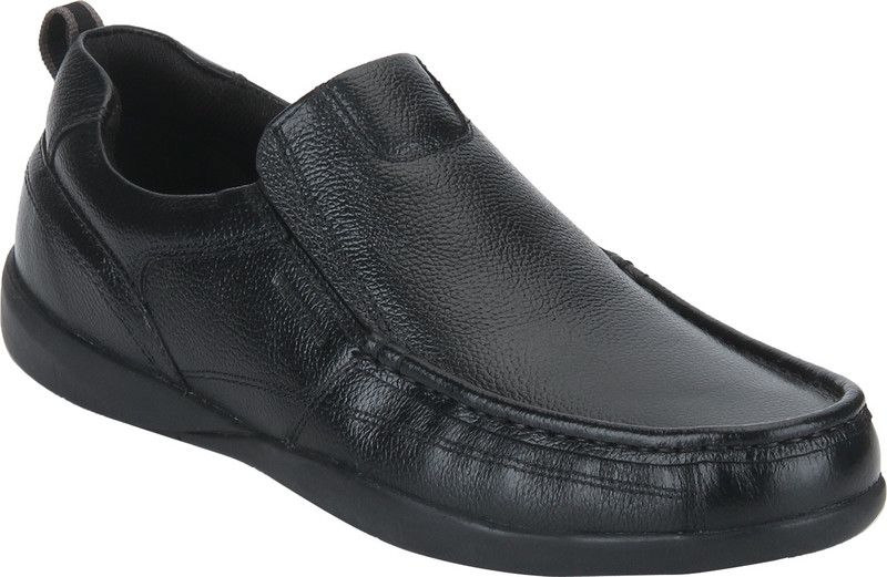 Leather Semi-formals Slip On For Men  (Black)