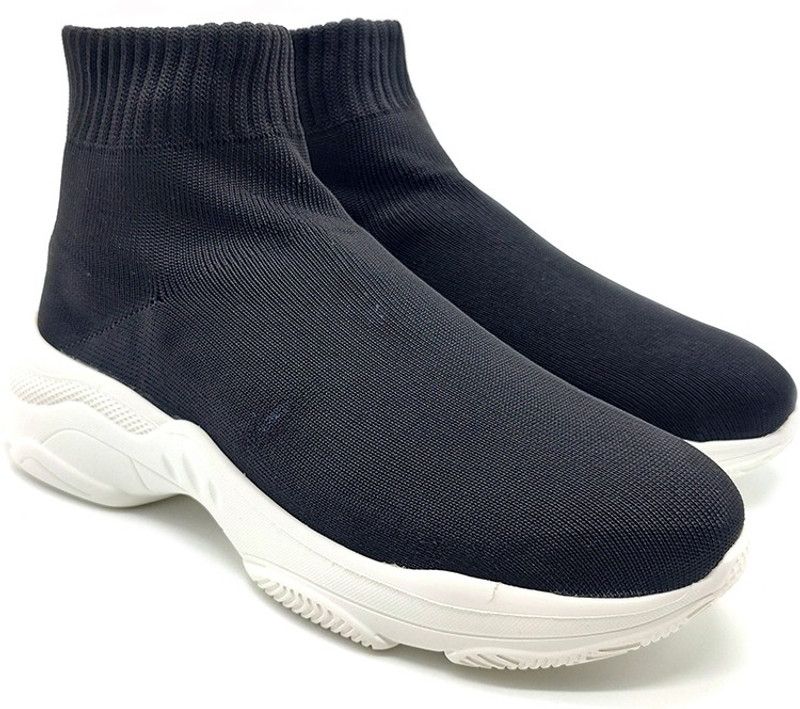 Men's Mesh Black Running Shoes Casuals For Men  (Black, White)