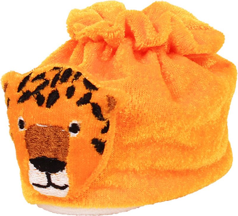 OLE BABY Cute Tiger Soft Velvet Furry Friend Smiling Cartoon Booties  (Toe to Heel Length - 10 cm, Orange)