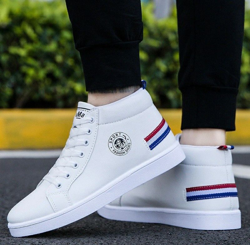 Modern Trendy Sneakers boot High Tops For Men  (White)