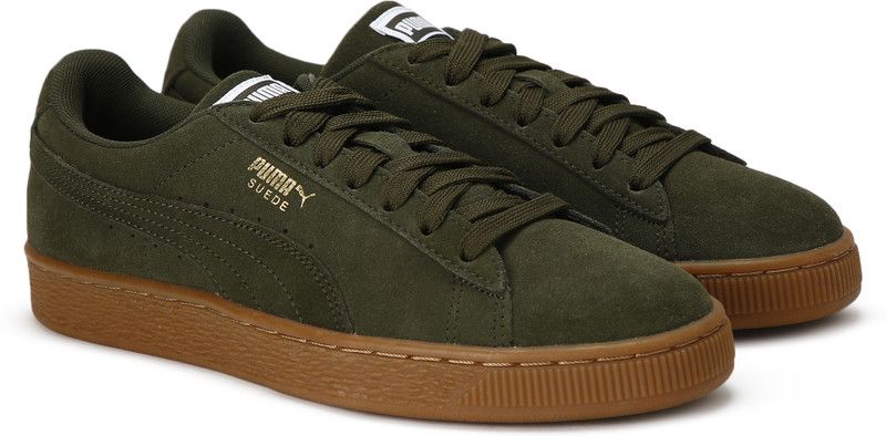 Suede Classic Sneakers For Men  (Green)