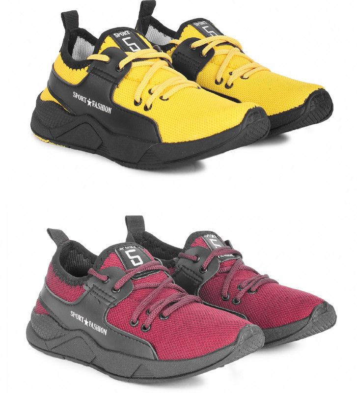 Trendy & Stylish Sport Sneakers, Running,Loafer Shoes For Men (Multicolor) Running Shoes For Men  (Yellow, Maroon)