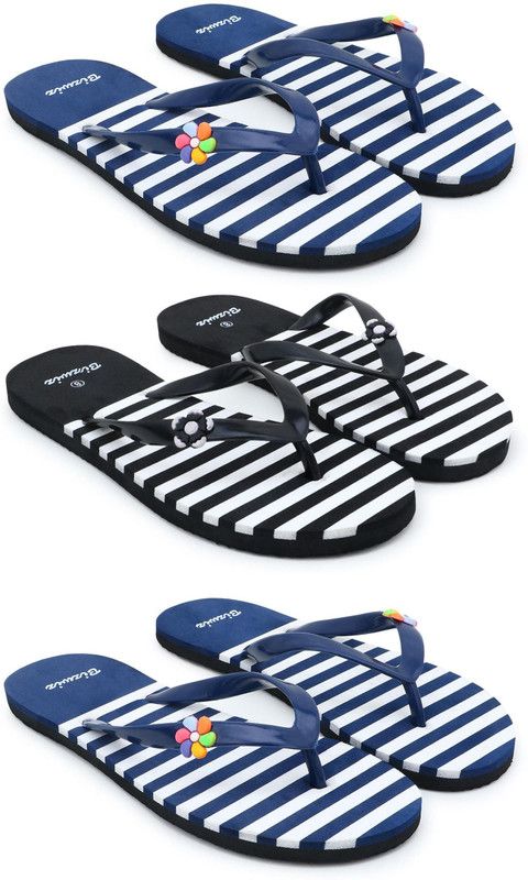 for Women Combo 3 Slippers / Flip Flop Slippers  (Multicolor 8)