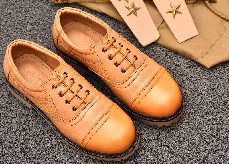 Men's Genuine Leather Steel Toe Safety Police Oxford Shoes (6 UK to 11 UK) Oxford For Men  (Beige)