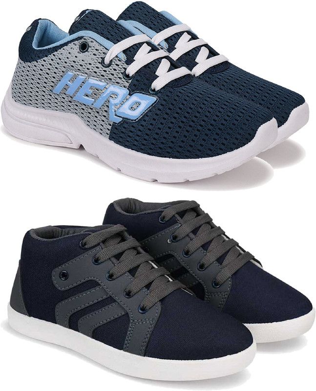 Lace Running Shoes For Boys & Girls  (Grey)
