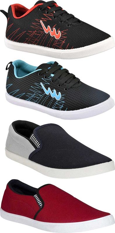 Combo Pack Of 4 Casual Sneakers With Sneakers For Men  (Black, Grey, Maroon)