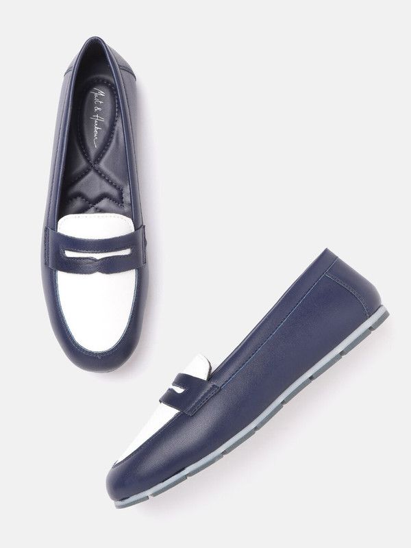 Mast Harbour Women Navy Blue White Colourblocked Loafers Loafers For Women  (Dark Blue)