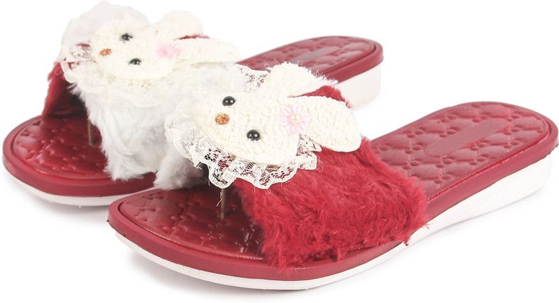 Girls Slip On Slipper Flip Flop  (Maroon)
