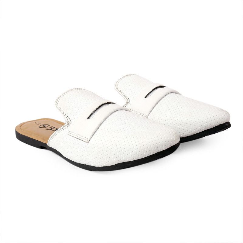 Men's Faux Leather Casual New Sryle Mules And Loafer Casuals For Men  (White)