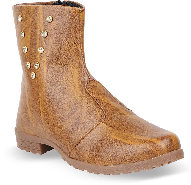 Light Weight Comfortable Shoe Boots For Women  (Tan)