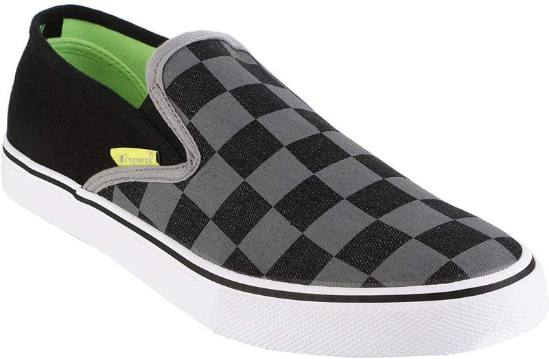 Slip On Sneakers For Men  (Grey, Green)