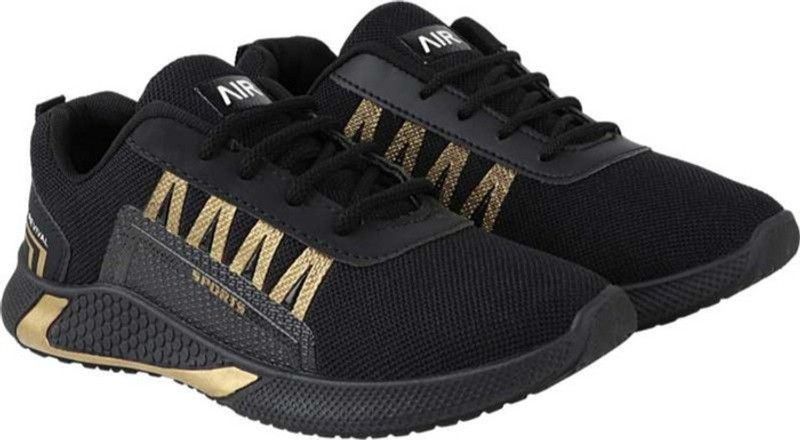 Comfortable And Stylish Light Weight Sports Running And Walking Shoes For Men Outdoors For Men  (Black, Gold)