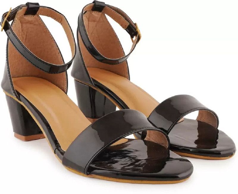 Women Beige, Black Heels