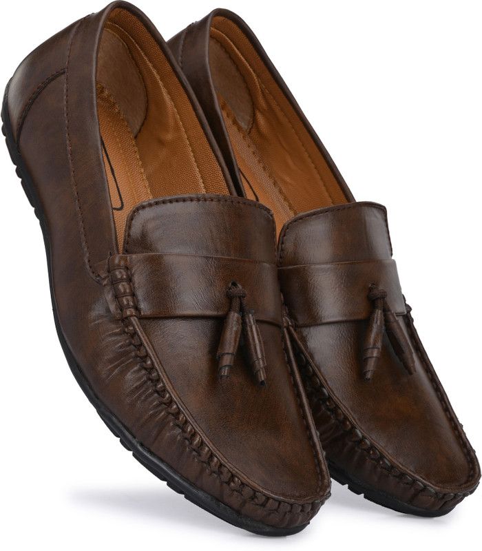 1002/brown Loafers For Men  (Black)