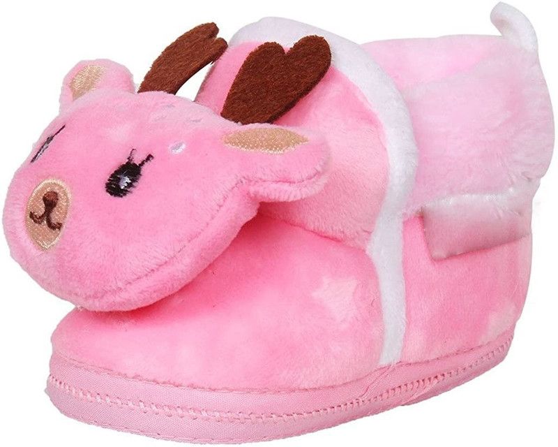 Kidsify Booties  (Toe to Heel Length - 10 cm, Baby Pink)