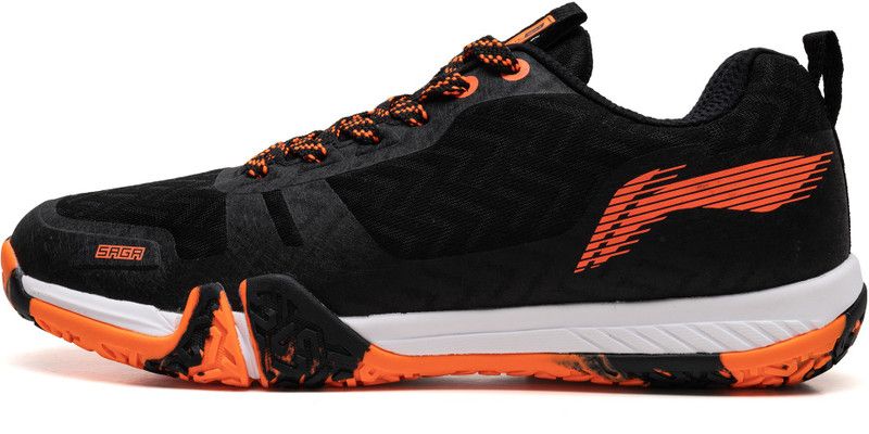 Saga Lite VI Badminton Shoes For Men  (Orange, Black)