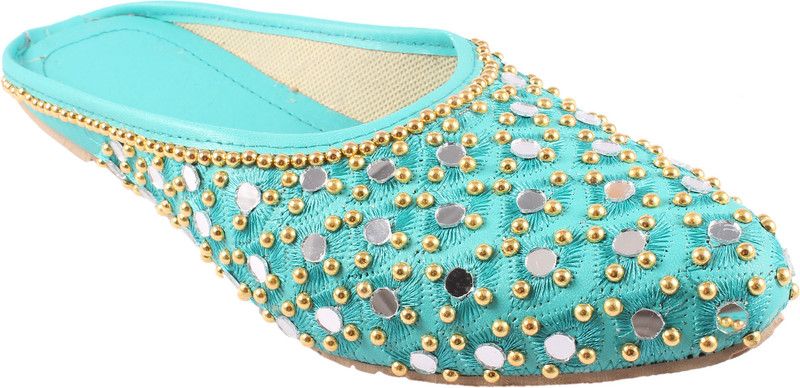 Green Jutis Mojaris For Women  (Green)