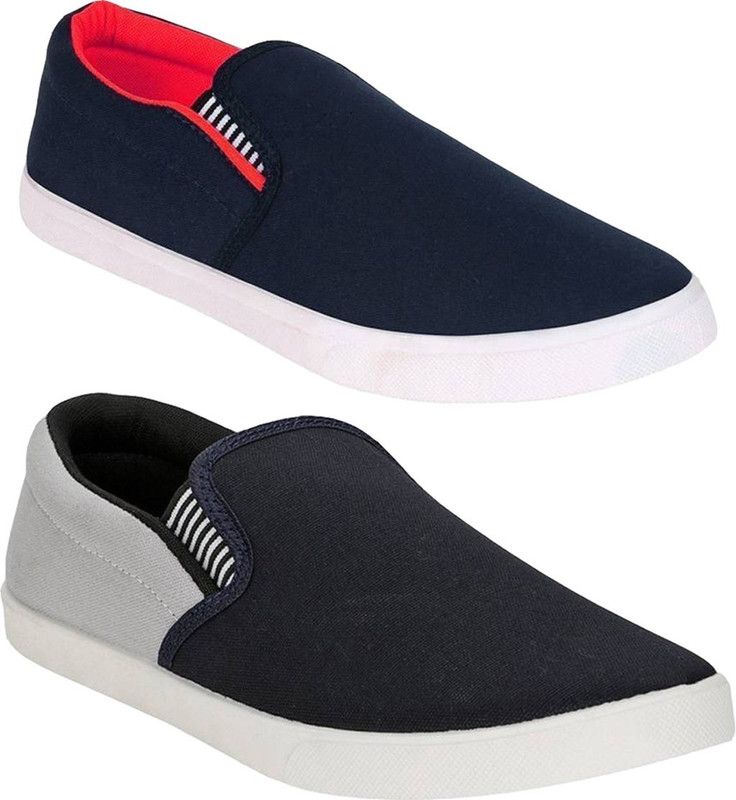 Combo Fit-Man Slip On Sneakers For Men  (Red, Grey)