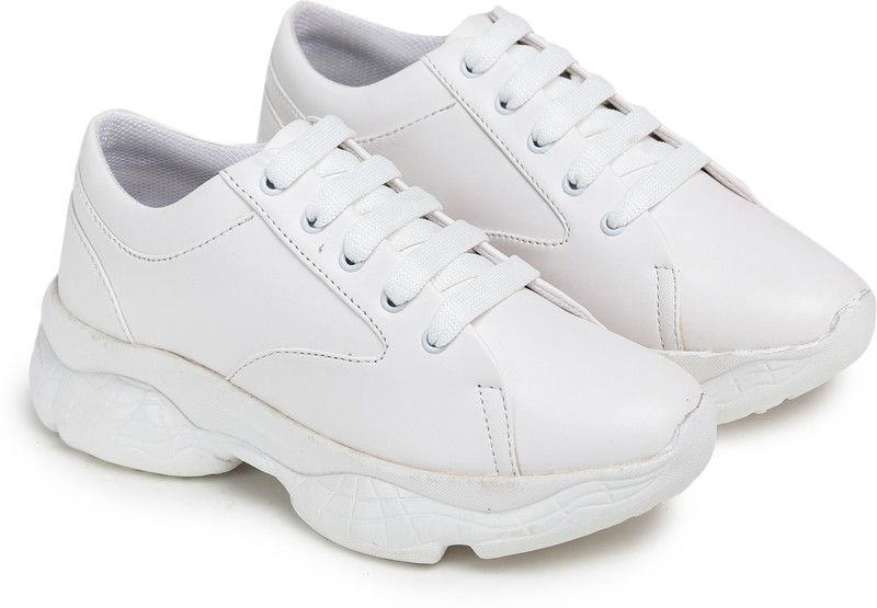 Girls Trendy Lightweight Comfortable Casual Wear Lace-up Shoes Sneakers for Women Sneakers For Women  (White)