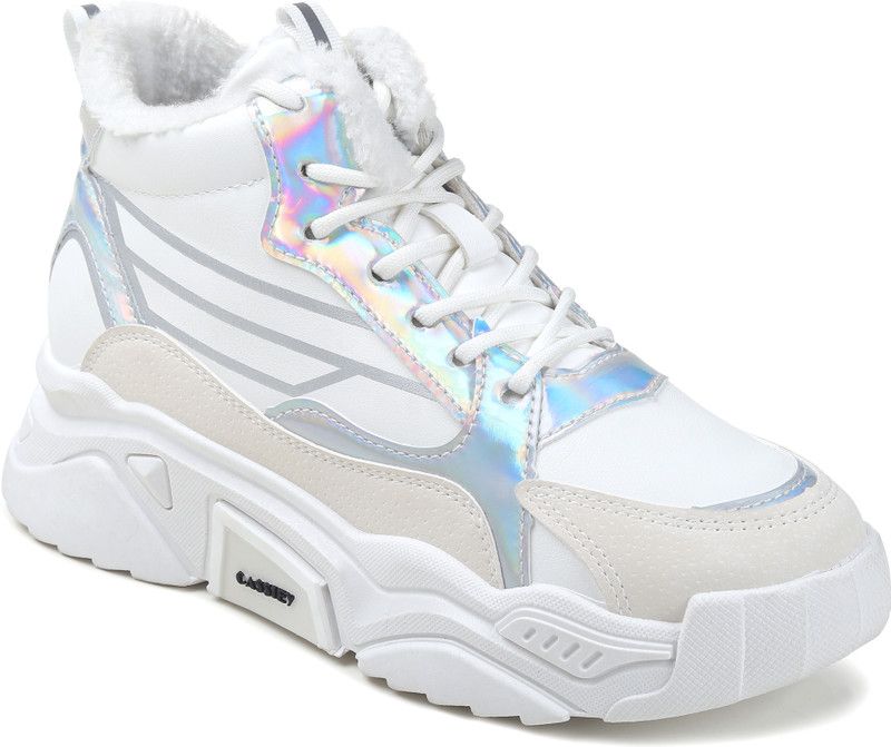 Latest Ladies Sports Lace Super Soft Running Shoes and comfortable Sneakers with Inner Fur Casuals For Women  (White)