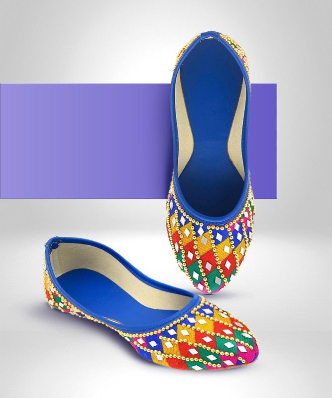 Stylish And Party Wear Look Mojari For Women And Girls. Bellies For Women  (Blue)