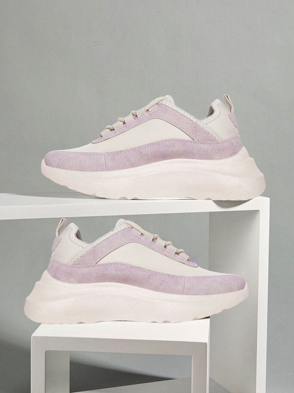 Mast Harbour Women Off White Purple Solid Sneakers Sneakers For Women  (Off White)