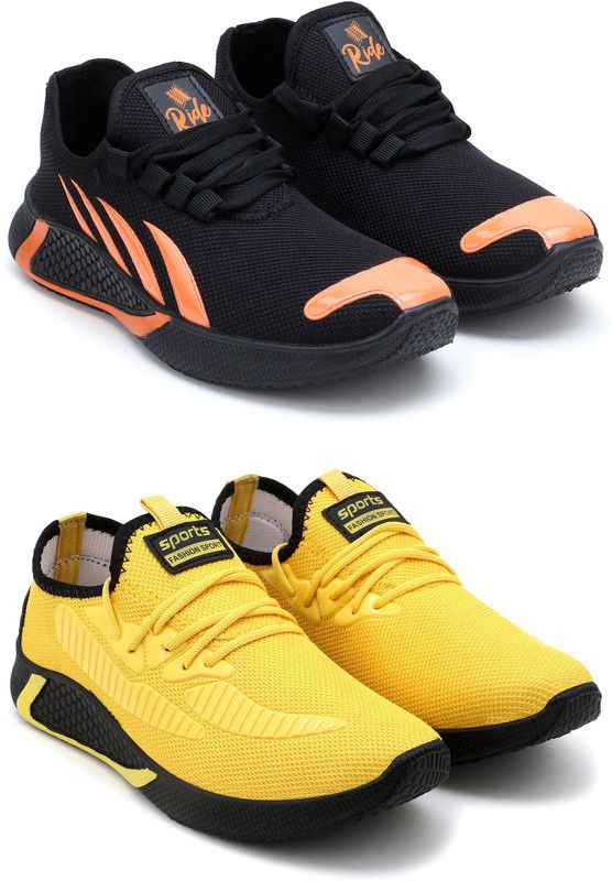 Stylish and Comfortable Casual Training & Gym Shoes For Men  (Black, Yellow)