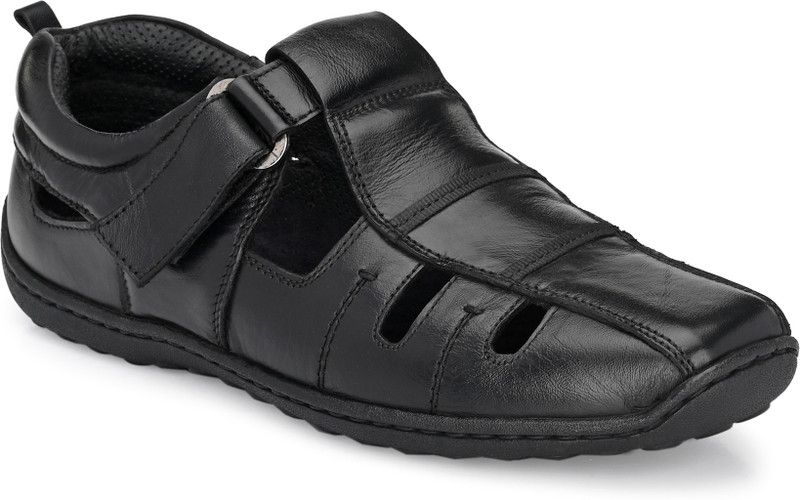 Men SFT215 Synthetic Leather Outdoor | Lightweight | Stylish | Trendy Black Sandal