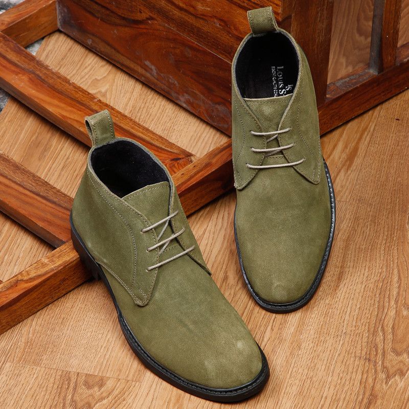 Moss Green Italian Chukka Style Suede Leather Boots For Men Boots For Men  (Green)