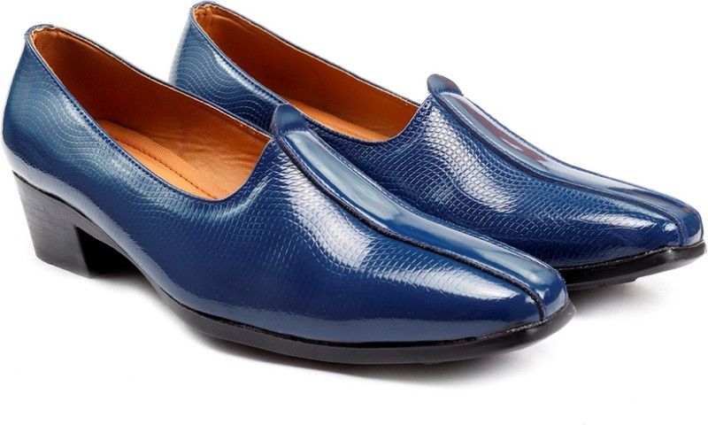 Men's Faux Leather Material Casual Punjabi Jutti, Nagra And Mojaries Jutis For Men  (Blue)