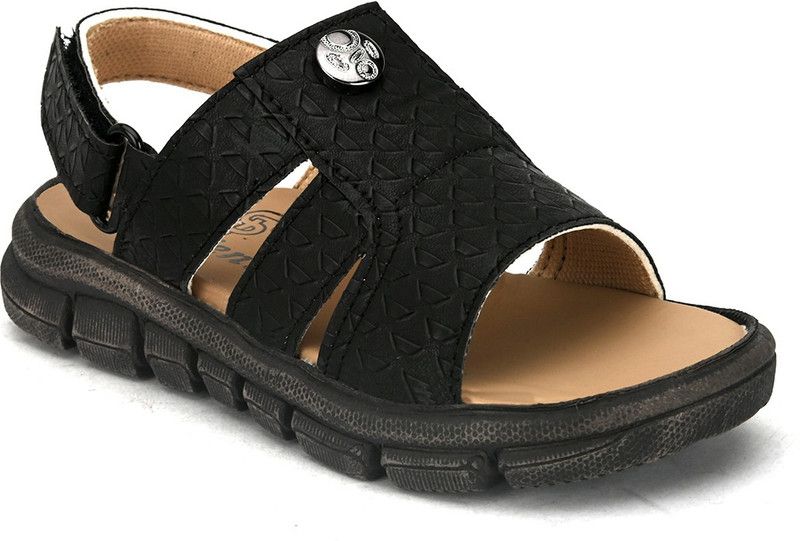 Velcro Strappy Sandals For Boys & Girls  (Black)