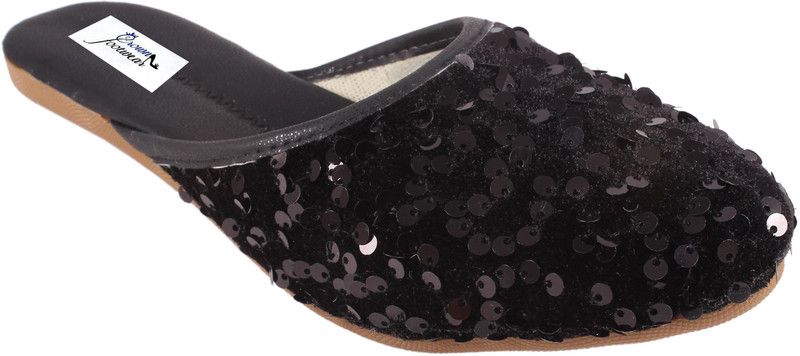 Black Jutis Ethnic Mule For Women  (Black)