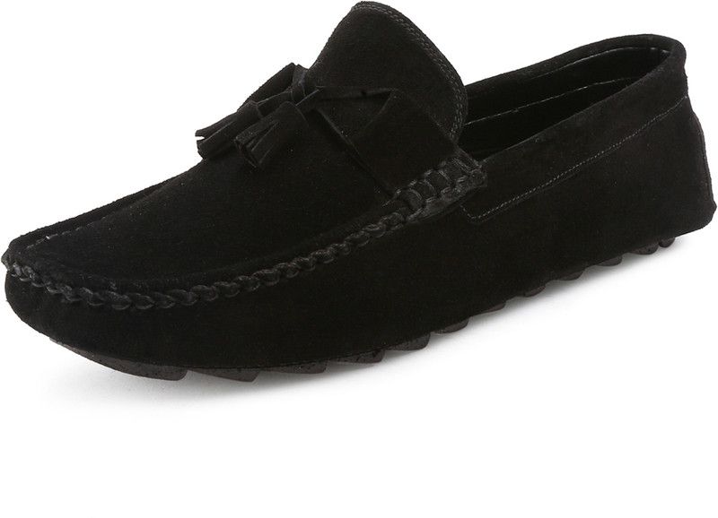 Men's Italian Tassel Loafer Moccasins Obsidian Black Suede Loafers Loafers For Men  (Black)