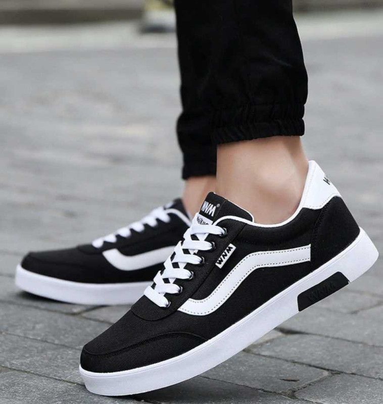 Fashionable Canvas Casual Partywear Outdoor Sneakers white Shoes For Mens Sneakers For Men  (Black)