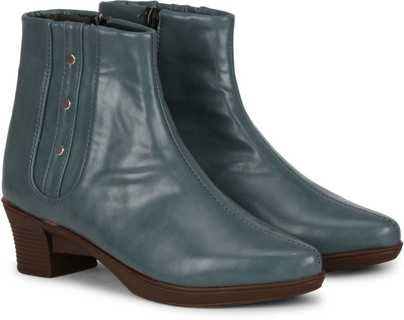 Zipper Boots For Women And Girls Boots For Women  (Grey)