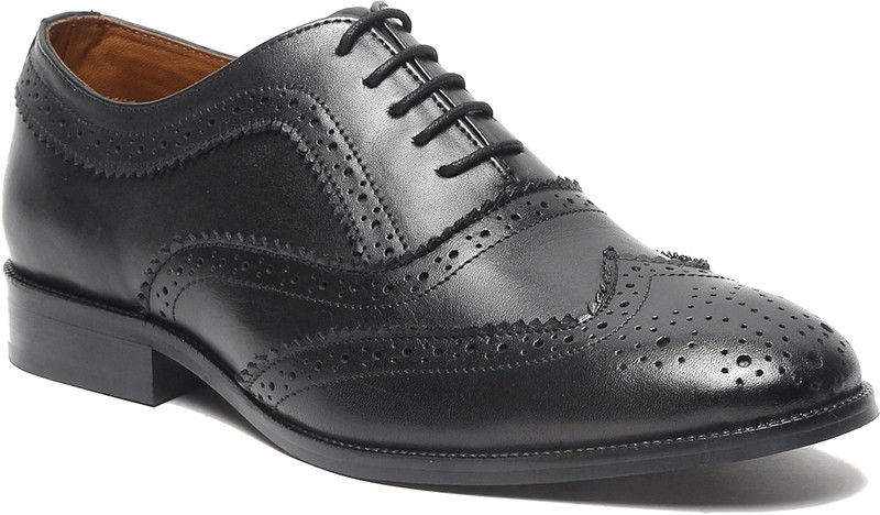 Men's Demesure Unerobe Italian Handmade Devil Black Formal Brogue Shoes (Britain_BG) Brogues For Men  (Black)