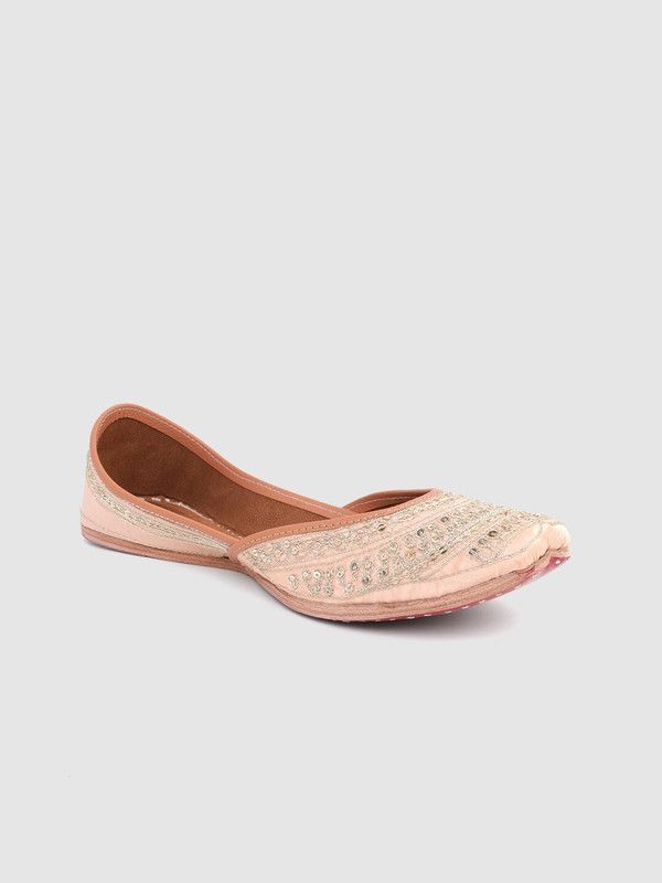 Women Pink Woven Design Jutis Jutis For Women  (Pink)