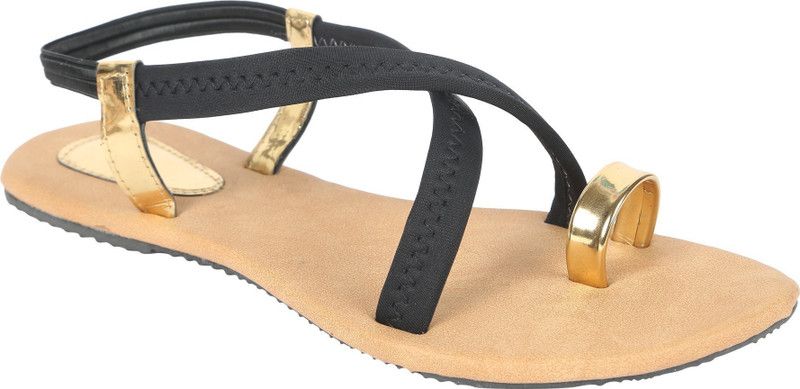 Women Black, Gold Flats