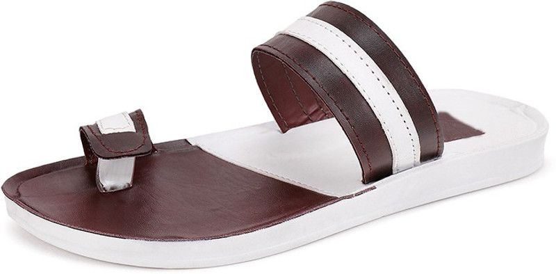 Men Brown, White Flats