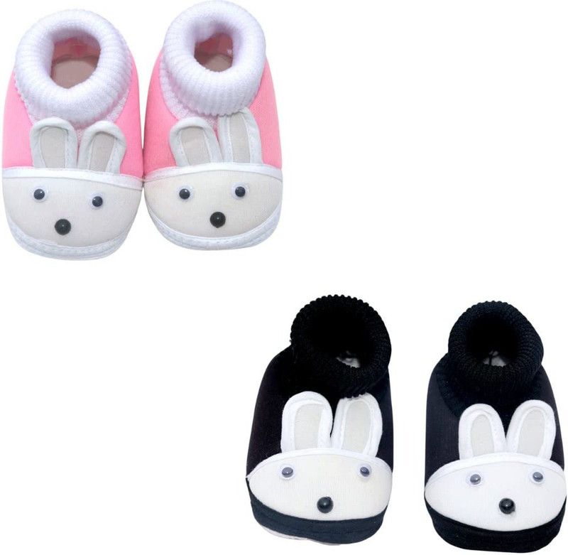Riyaaz Born Baby Cartoon Face Shoes Booties Booties  (Toe to Heel Length - 7 cm, Multicolor)