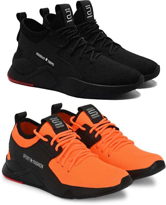 Exclusive Affordable Collection of Trendy & Stylish Sport Sneakers Shoes Running Shoes For Men  (Black, Orange)