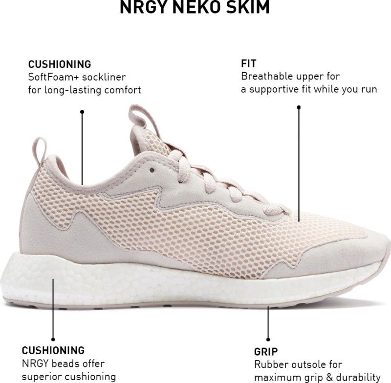 NRGY Neko Skim Wns Running Shoes For Women  (Off White)