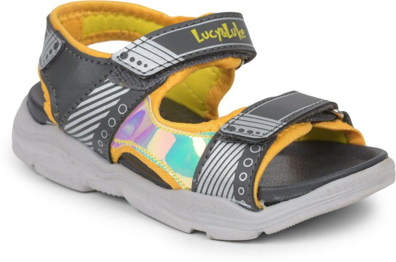Velcro Sports Sandals For Boys & Girls  (Grey)