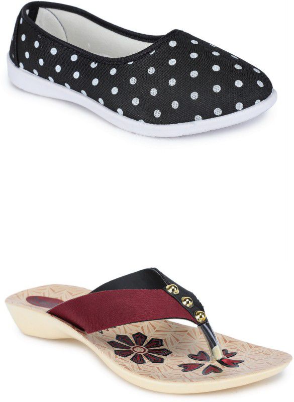 Latest Trendy Combo of 2 Flats and Bellies For Women  (Multicolor)