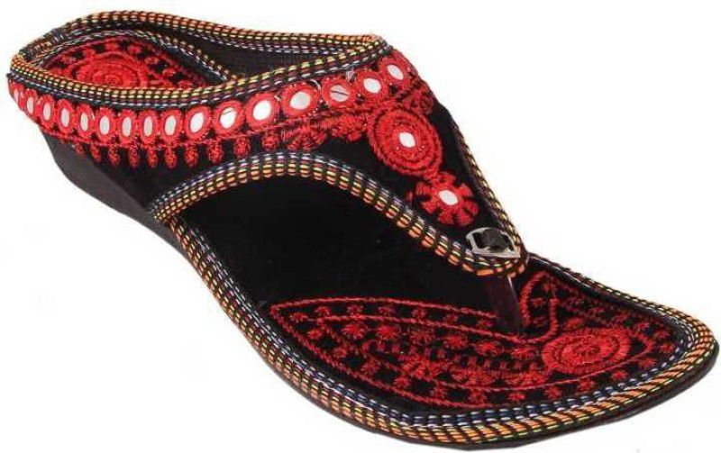 Women Red, Black Casual Sandal
