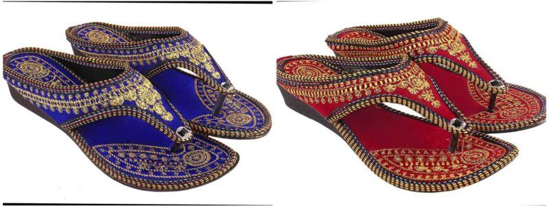 Women Red, Blue Casual Sandal