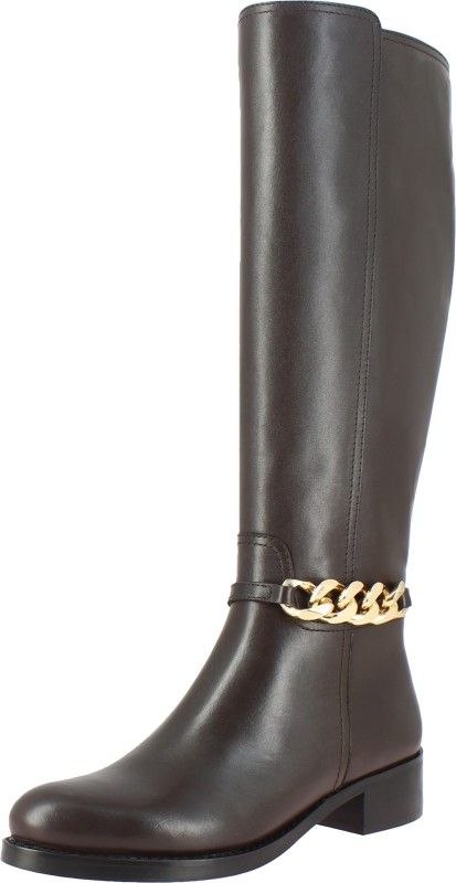 Womens Leather Long Boots For Women  (Brown)